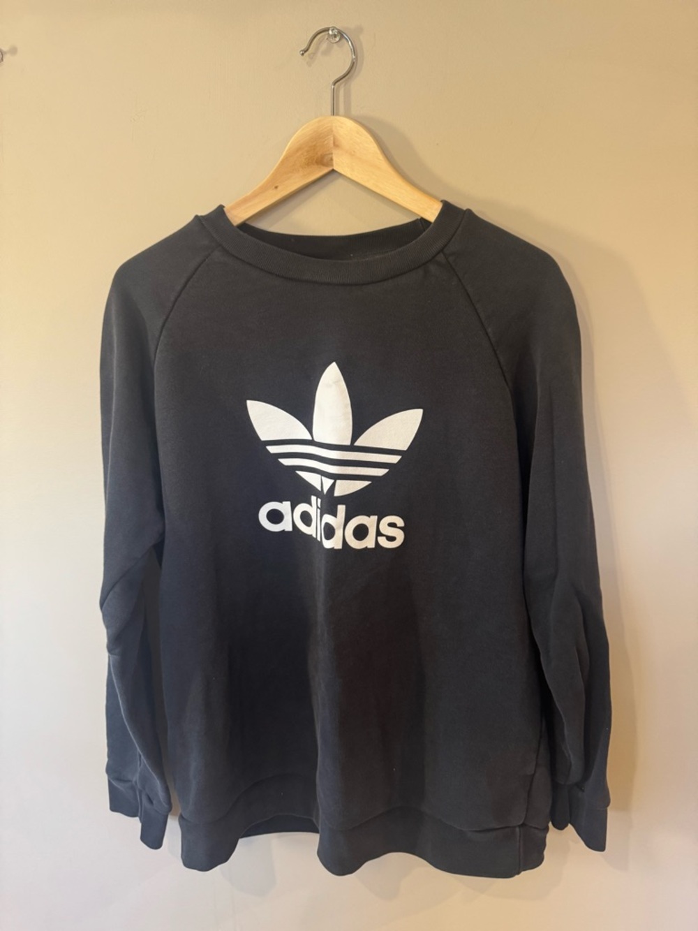 adidas Black Crewneck with White Trefoil Label